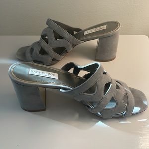 Rachel Zoe gray heeled sandals, 2.5”, size 8